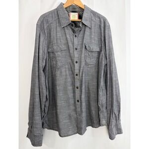 Ecoths Mens XXL Grey Organic Cotton Long Sleeve‎ Button Down Shirt Gorpcore